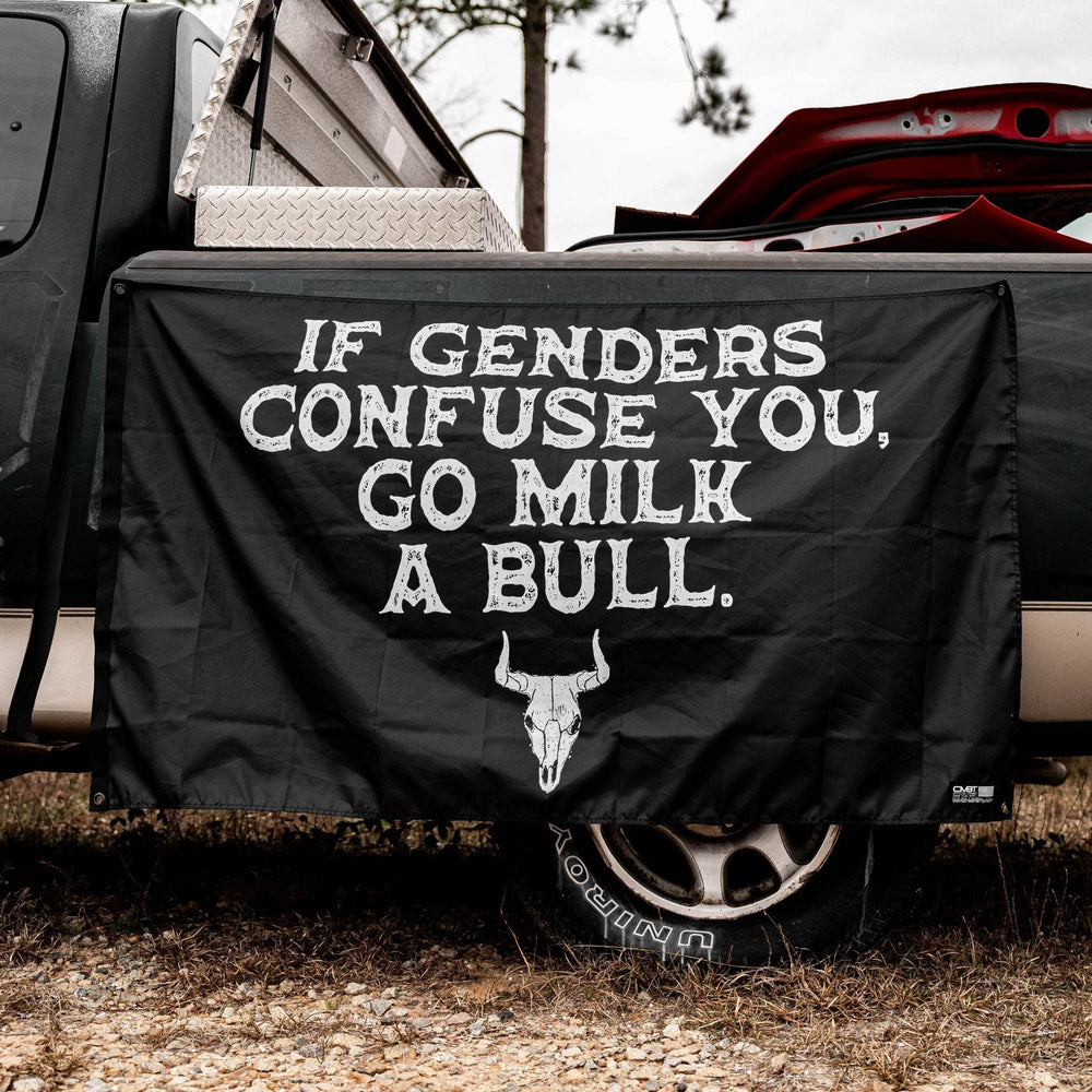 If Genders Confuse You, Go Milk A Bull 3'x5' Flag - One Revolver Surfboards