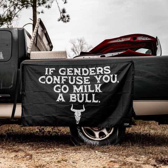 If Genders Confuse You, Go Milk A Bull 3'x5' Flag - One Revolver Surfboards