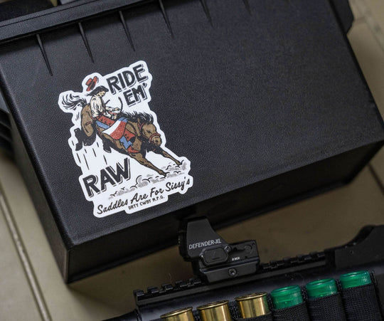 Ride 'Em Raw Dirty Cowboy Decal Sticker - One Revolver Surfboards