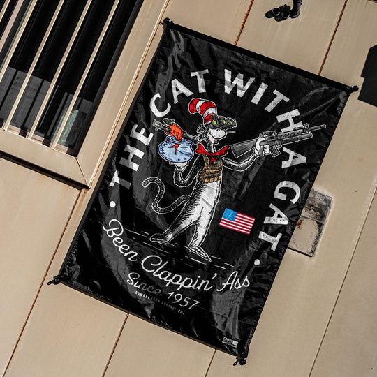 Cat With A Gat 3'x5' Flag - One Revolver Surfboards