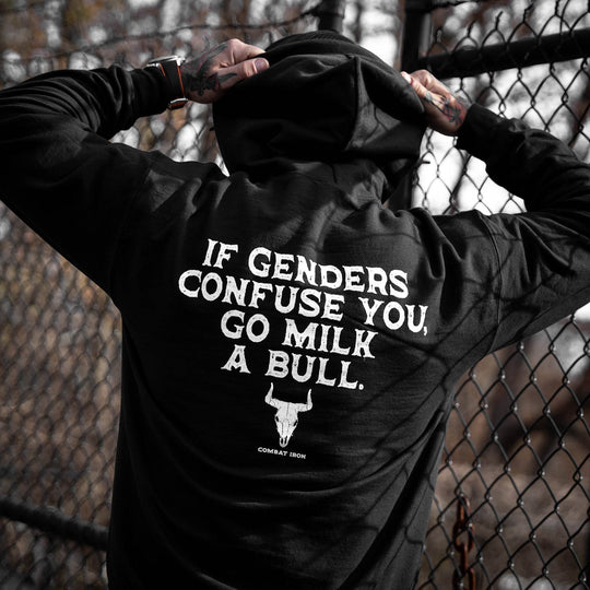 If Genders Confuse You, Go Milk a Bull Men's Hoodie - One Revolver Surfboards
