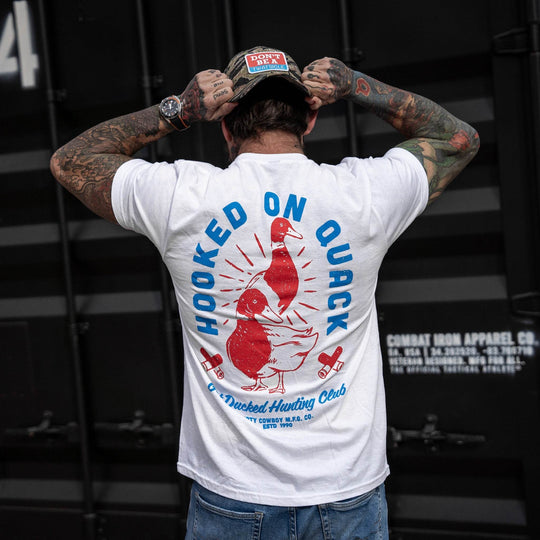 Hooked On Quack Hunter ' Get Ducked' Men's T-Shirt - One Revolver Surfboards