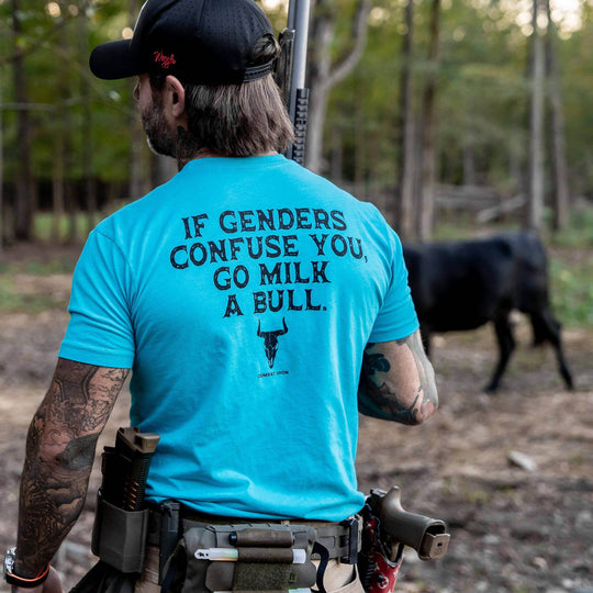 If Genders Confuse You, Go Milk a Bull Men's T-Shirt - One Revolver Surfboards