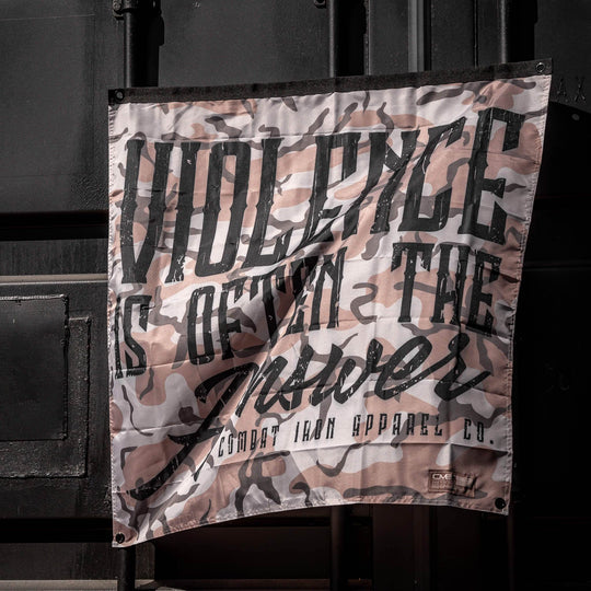 Violence Is Often The Answer 3'x3' Camo Flag - One Revolver Surfboards