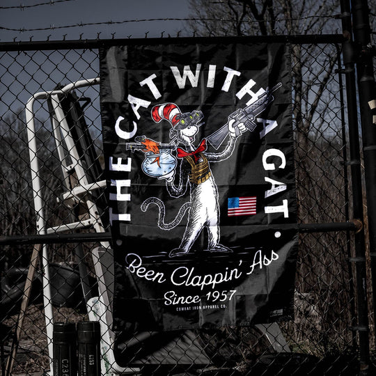 Cat With A Gat 3'x5' Flag - One Revolver Surfboards
