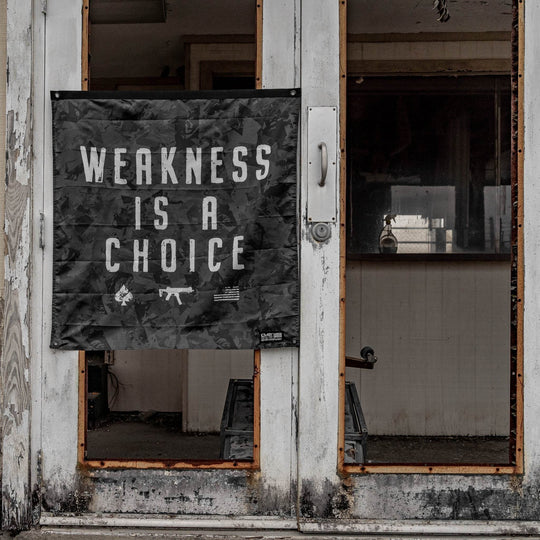 Weakness Is A Choice 3'x3' Camo Flag - One Revolver Surfboards