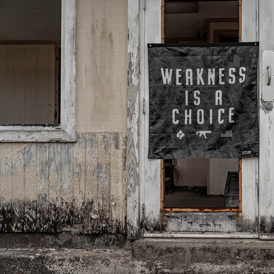 Weakness Is A Choice 3'x3' Camo Flag - One Revolver Surfboards