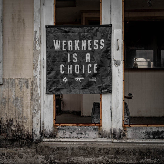 Weakness Is A Choice 3'x3' Camo Flag - One Revolver Surfboards