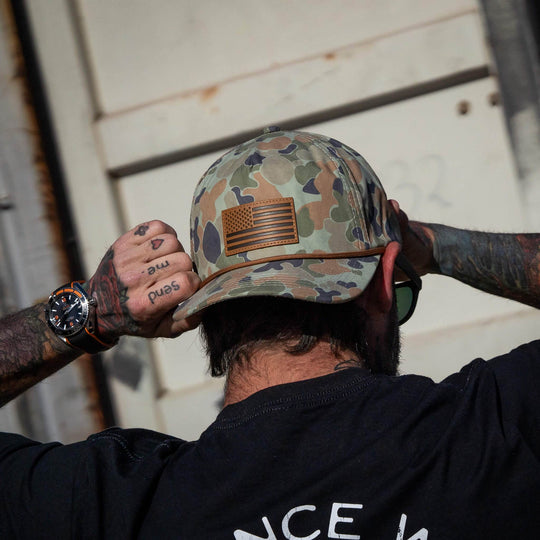 American Flag Leather Patch Crushable Rope Snapback Hat - One Revolver Surfboards