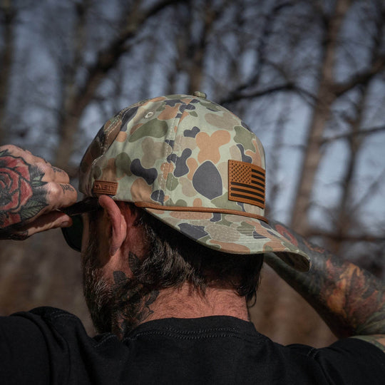 American Flag Leather Patch Crushable Rope Snapback Hat - One Revolver Surfboards