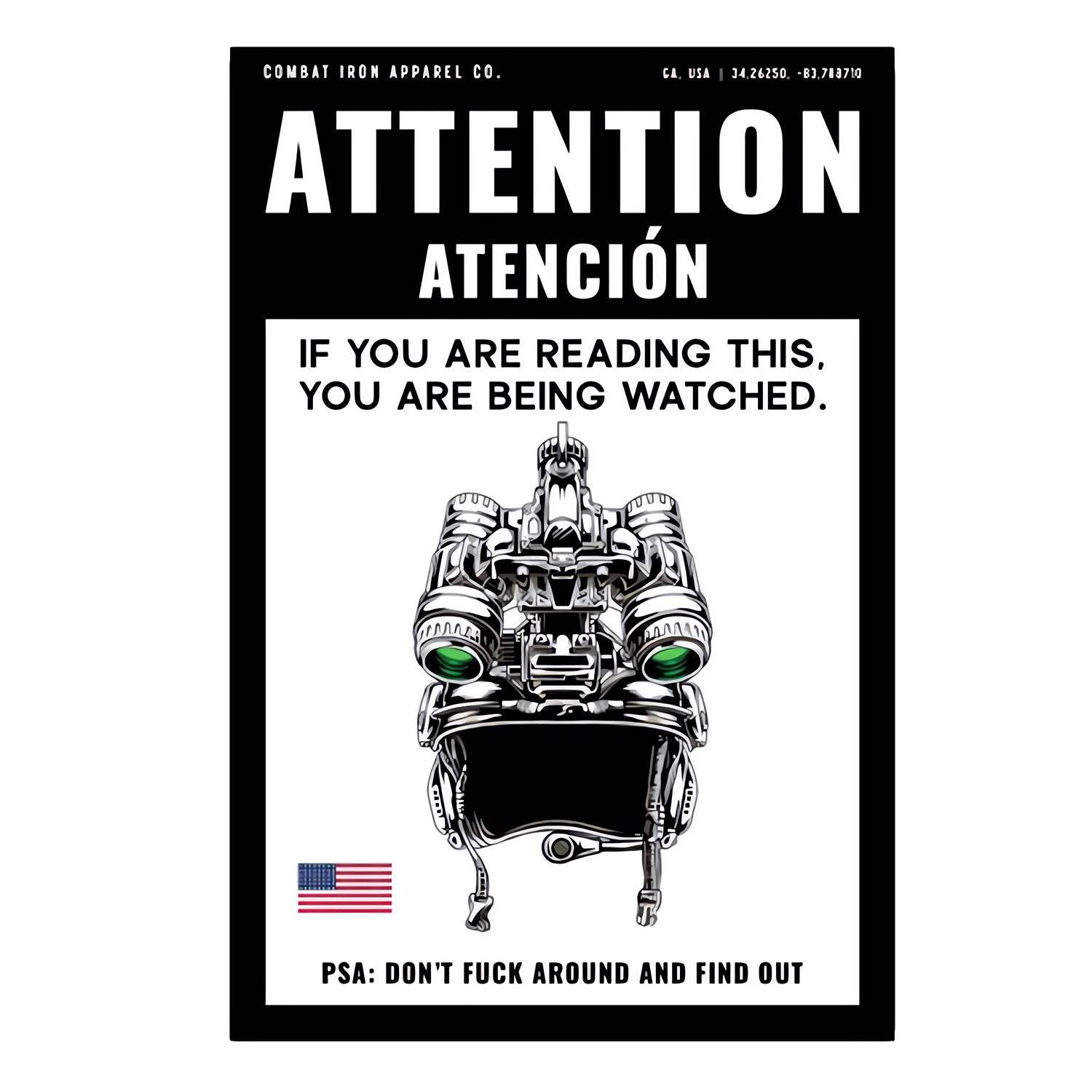 Attention You Are Being Watched Decal Sticker - One Revolver Surfboards