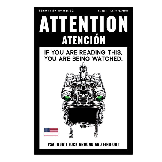 Attention You Are Being Watched Decal Sticker - One Revolver Surfboards
