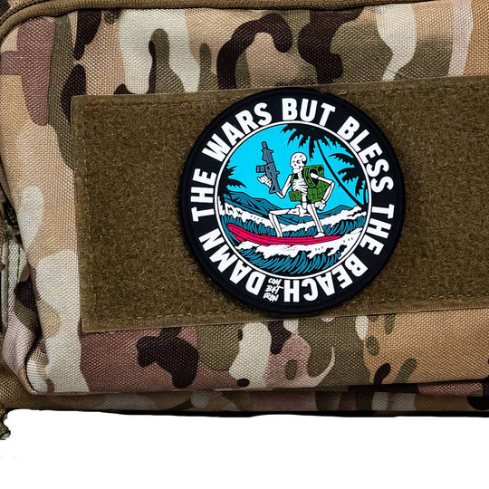 Damn The Wars But Bless The Beach Surfer PVC Patch - One Revolver Surfboards