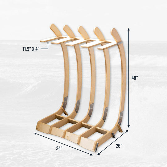 Big Sur Surfboard Storage Wood Stand | Holds 4 Surfboards - One Revolver Surfboards