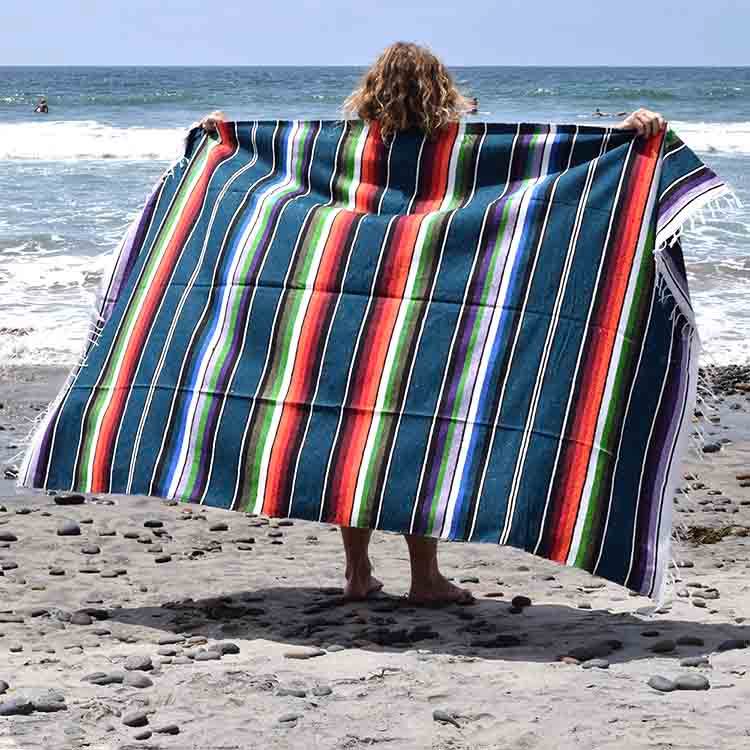 100% Cotton Blue Serape Blanket - One Revolver Surfboards