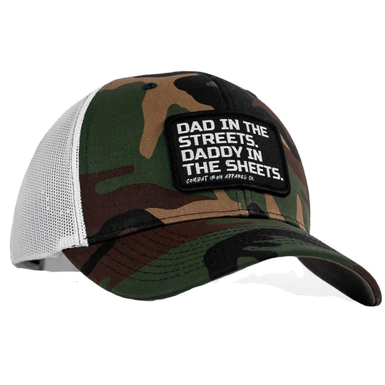Dad In The Streets. Daddy In The Sheets. Black Patch Snapback Hat - One Revolver Surfboards