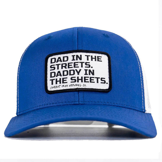 Dad In The Streets. Daddy In The Sheets. White Patch Snapback Hat - One Revolver Surfboards