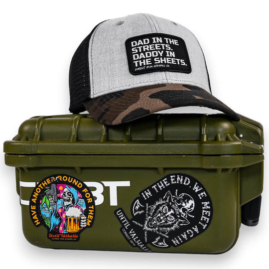 Dad In The Streets. Daddy In The Sheets. Black Patch Snapback Hat - One Revolver Surfboards