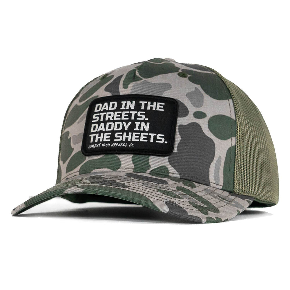 Dad In The Streets. Daddy In The Sheets. Black Patch Snapback Hat - One Revolver Surfboards