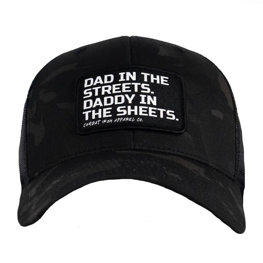 Dad In The Streets. Daddy In The Sheets. Black Patch Snapback Hat - One Revolver Surfboards