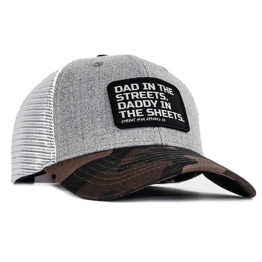 Dad In The Streets. Daddy In The Sheets. Black Patch Snapback Hat - One Revolver Surfboards
