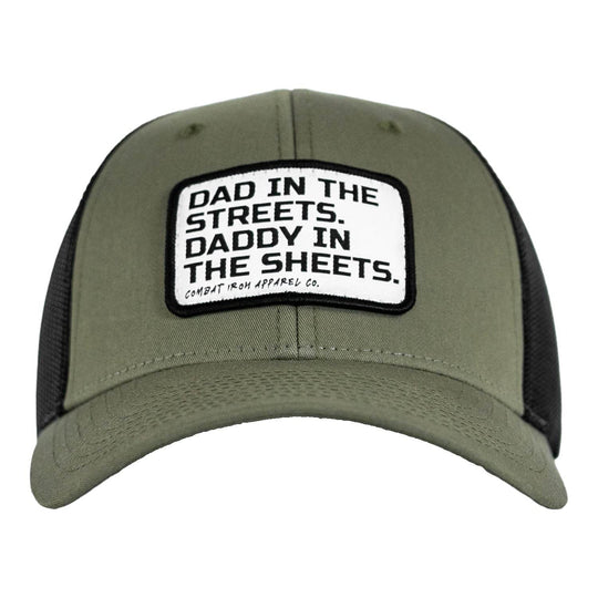 Dad In The Streets. Daddy In The Sheets. White Patch Snapback Hat - One Revolver Surfboards
