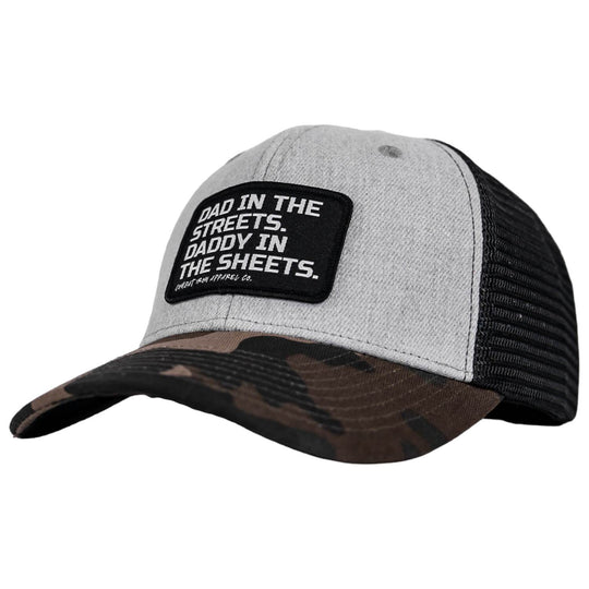 Dad In The Streets. Daddy In The Sheets. Black Patch Snapback Hat - One Revolver Surfboards