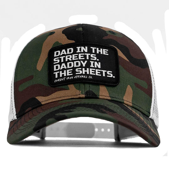 Dad In The Streets. Daddy In The Sheets. Black Patch Snapback Hat - One Revolver Surfboards