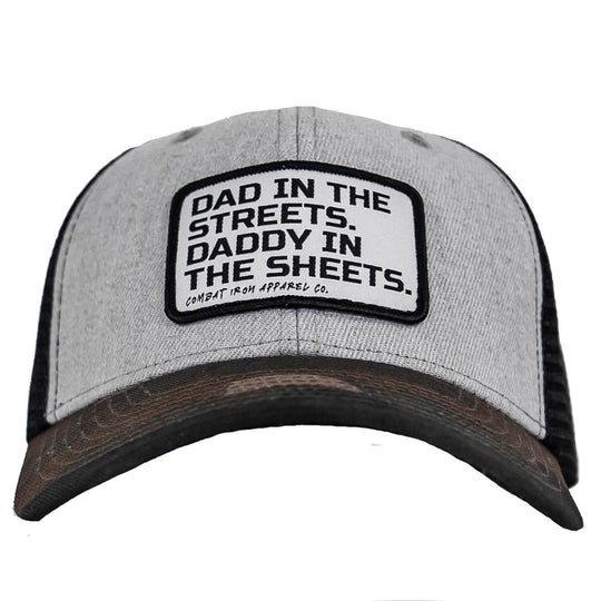 Dad In The Streets. Daddy In The Sheets. White Patch Snapback Hat - One Revolver Surfboards