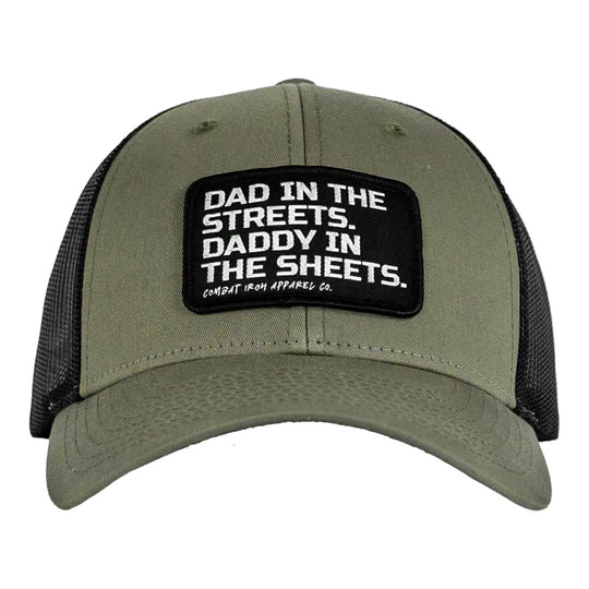 Dad In The Streets. Daddy In The Sheets. Black Patch Snapback Hat - One Revolver Surfboards