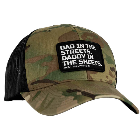Dad In The Streets. Daddy In The Sheets. Black Patch Snapback Hat - One Revolver Surfboards