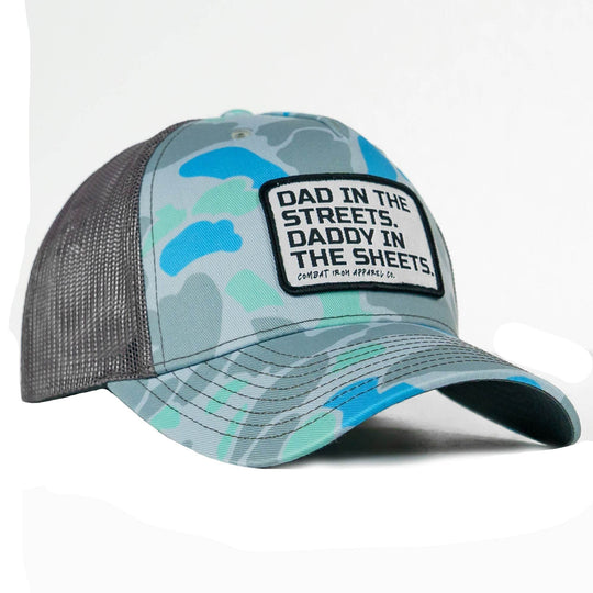 Dad In The Streets. Daddy In The Sheets. White Patch Snapback Hat - One Revolver Surfboards