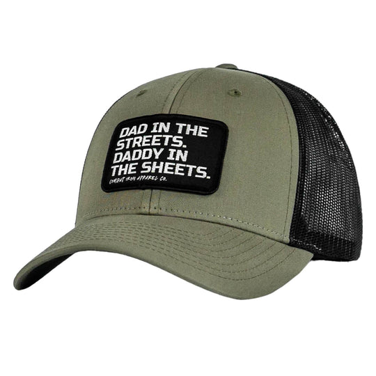 Dad In The Streets. Daddy In The Sheets. Black Patch Snapback Hat - One Revolver Surfboards