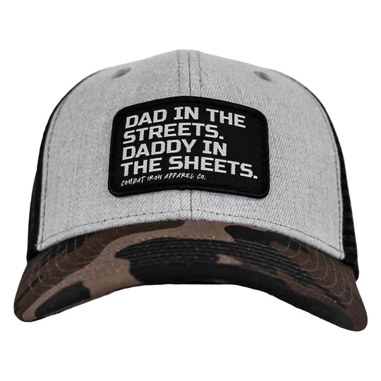 Dad In The Streets. Daddy In The Sheets. Black Patch Snapback Hat - One Revolver Surfboards