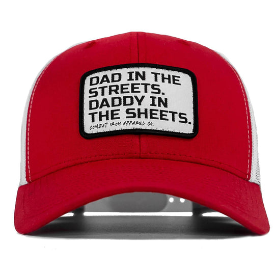 Dad In The Streets. Daddy In The Sheets. White Patch Snapback Hat - One Revolver Surfboards