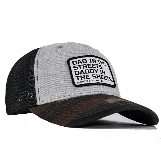 Dad In The Streets. Daddy In The Sheets. White Patch Snapback Hat - One Revolver Surfboards