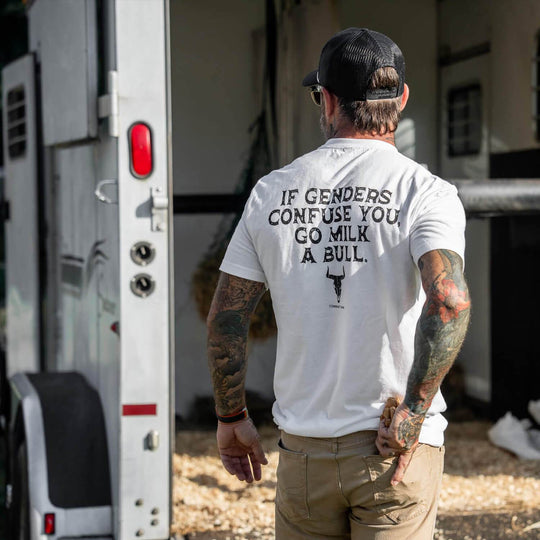 If Genders Confuse You, Go Milk a Bull Men's T-Shirt - One Revolver Surfboards