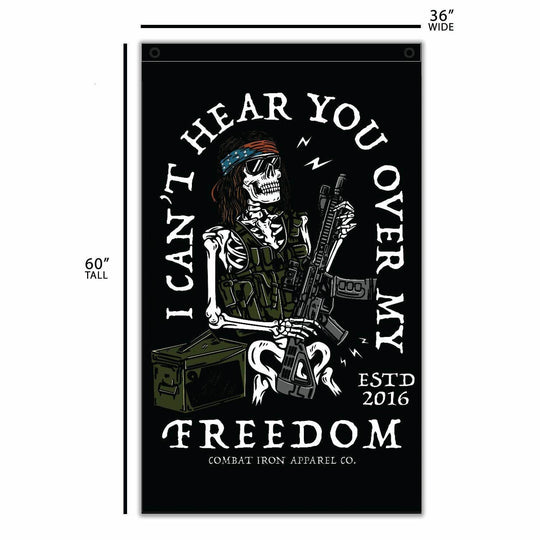 I Can't Hear You Over All My Freedom AR Guitar Rocker 3' X 5' Wall Flag - One Revolver Surfboards