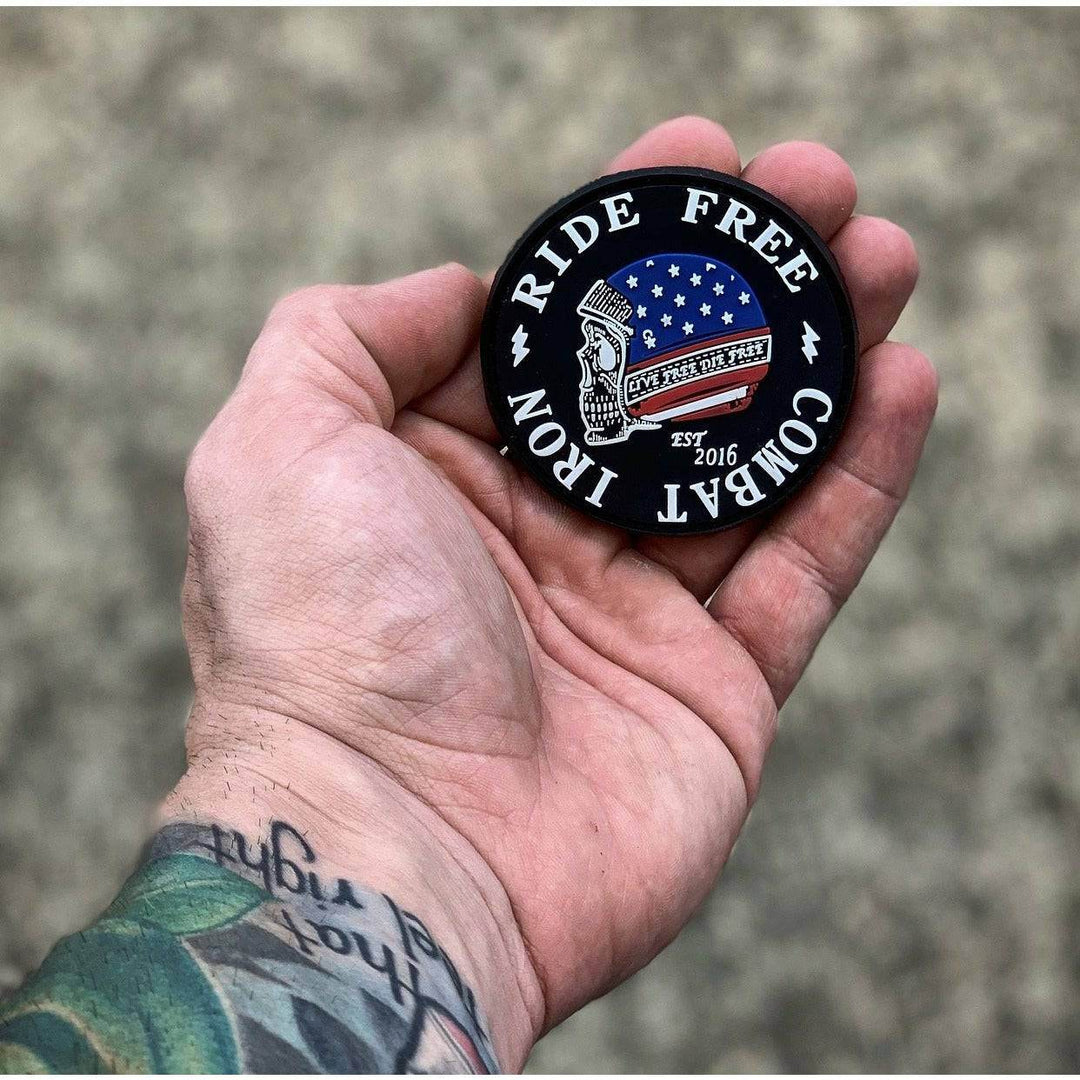 RIDE FREE AMERICAN SKULL BIKER PVC PATCH - One Revolver Surfboards