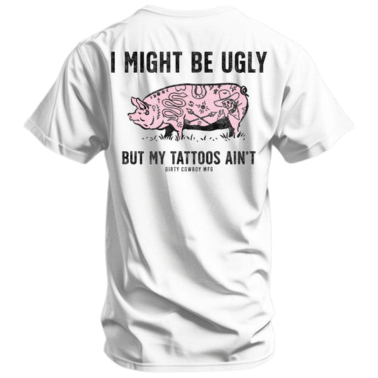 I Might Be Ugly but My Tattoos Ain't Pig Men's T-Shirt - One Revolver Surfboards