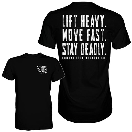 Original Motto: Lift Heavy. Move Fast. Stay Deadly. Men's T-Shirt - One Revolver Surfboards