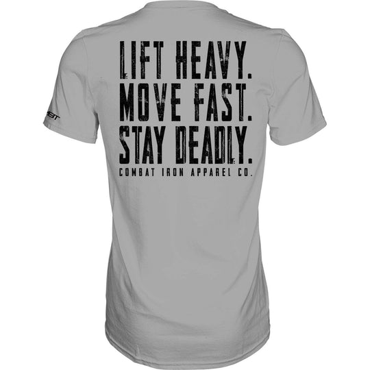 Original Motto: Lift Heavy. Move Fast. Stay Deadly. Men's T-Shirt - One Revolver Surfboards