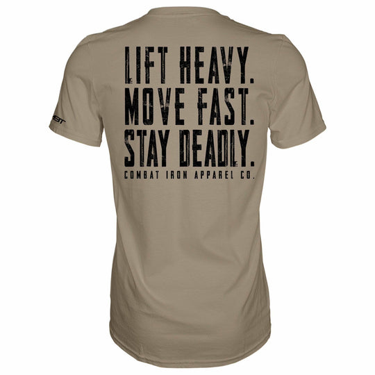 Original Motto: Lift Heavy. Move Fast. Stay Deadly. Men's T-Shirt - One Revolver Surfboards