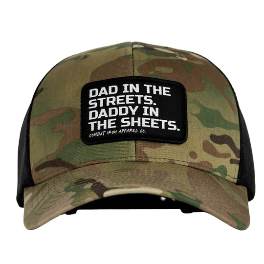 Dad In The Streets. Daddy In The Sheets. Black Patch Snapback Hat - One Revolver Surfboards