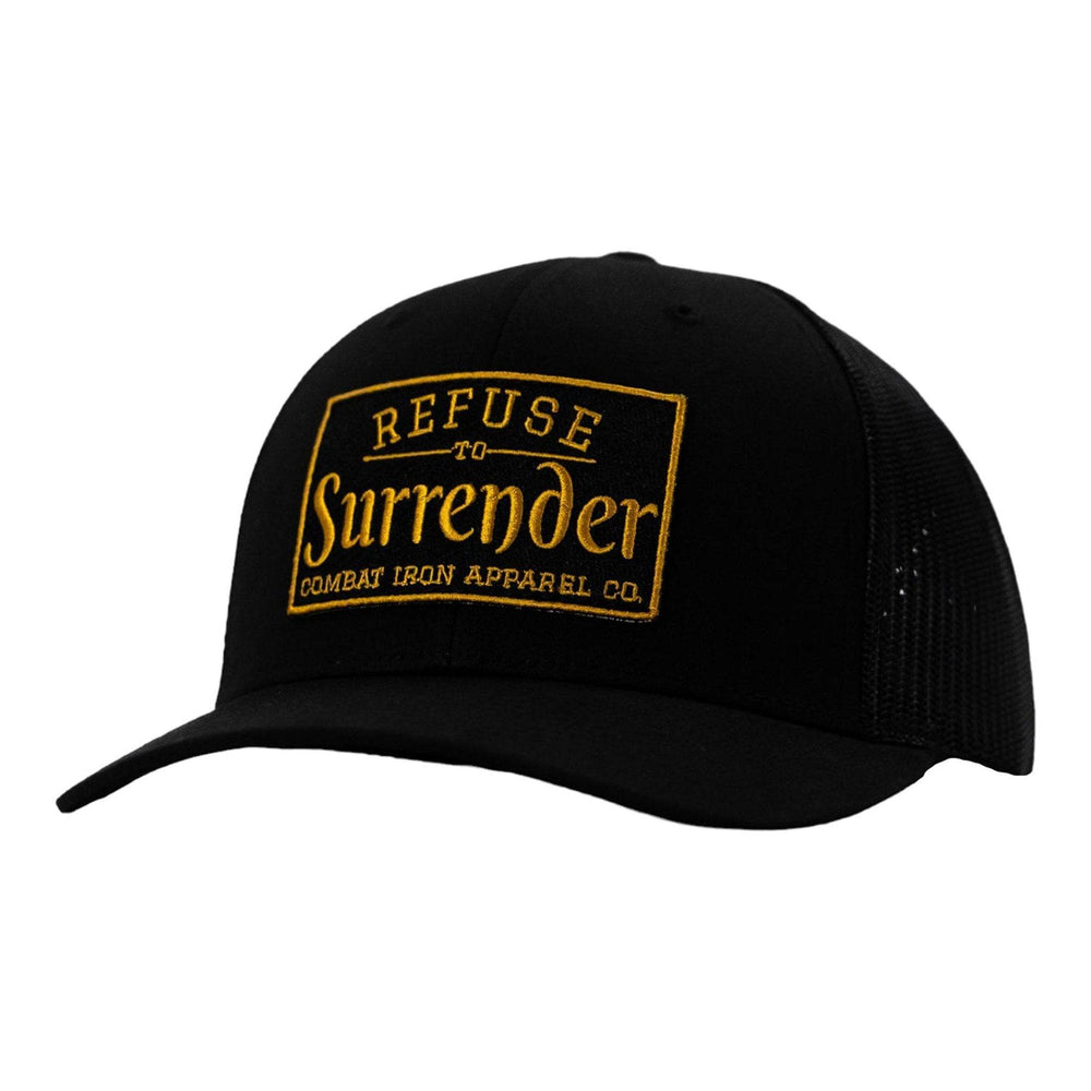 Refuse To Surrender Black/Gold Patch Snapback HAT - One Revolver Surfboards