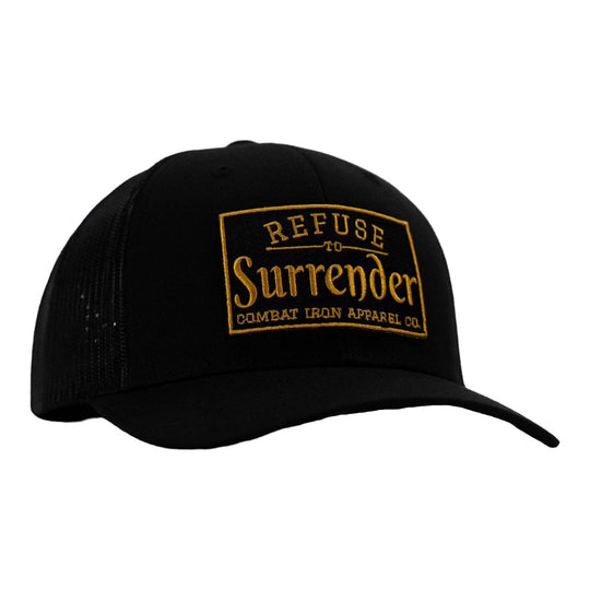 Refuse To Surrender Black/Gold Patch Snapback HAT - One Revolver Surfboards
