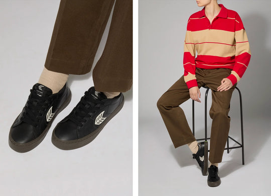 SALVAS Leather Teak Black Ivory Logo