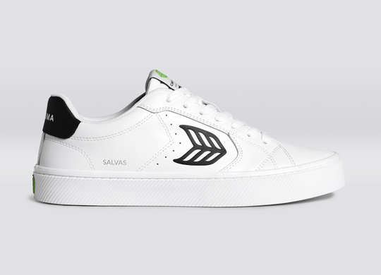 SALVAS Leather White Black Logo