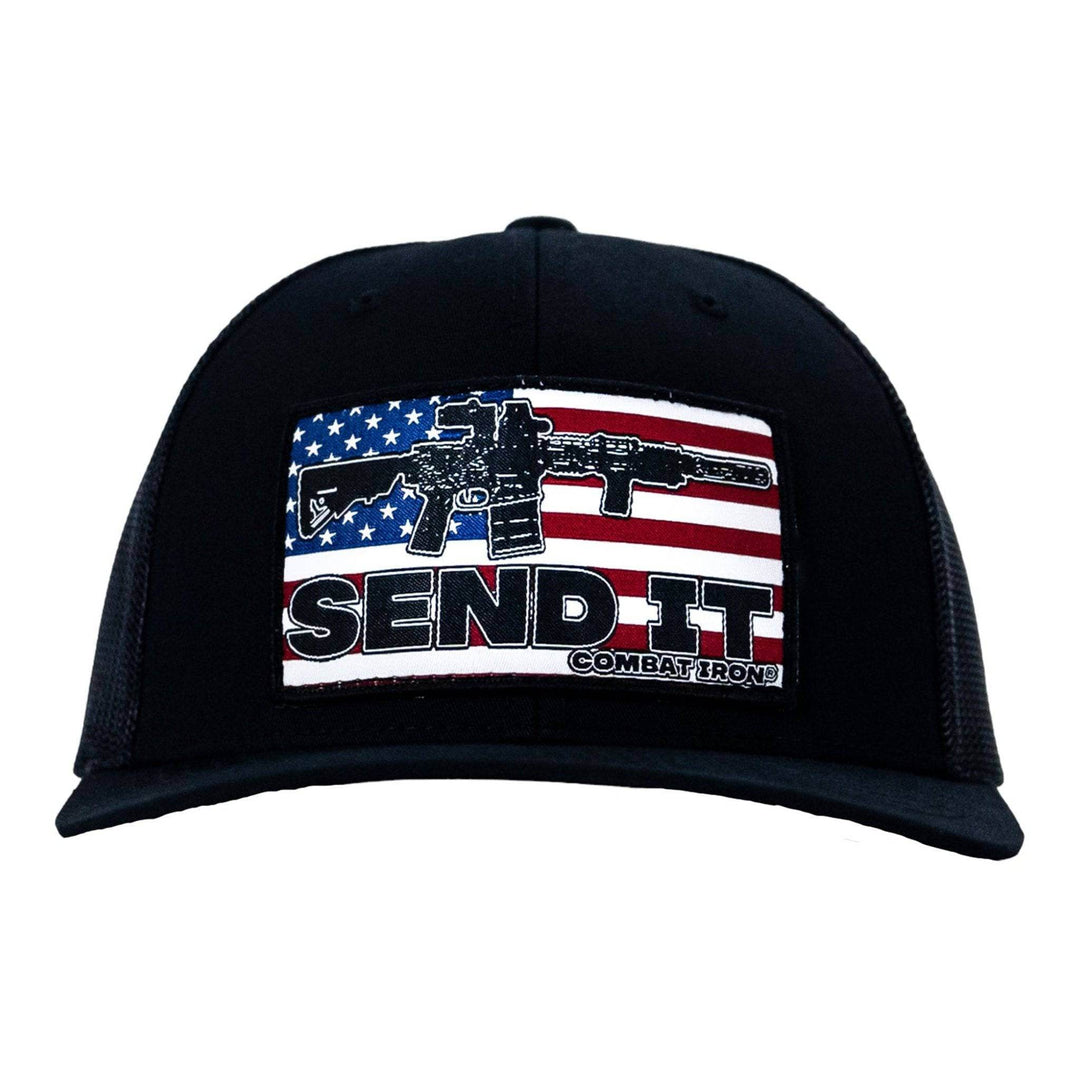 SEND IT AMERICAN FLAG PATCH MESH MID-PROFILE SNAPBACK - One Revolver Surfboards