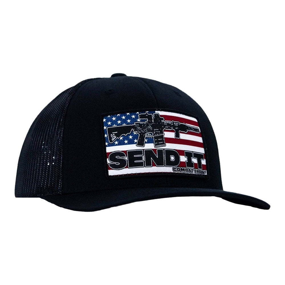 SEND IT AMERICAN FLAG PATCH MESH MID-PROFILE SNAPBACK - One Revolver Surfboards